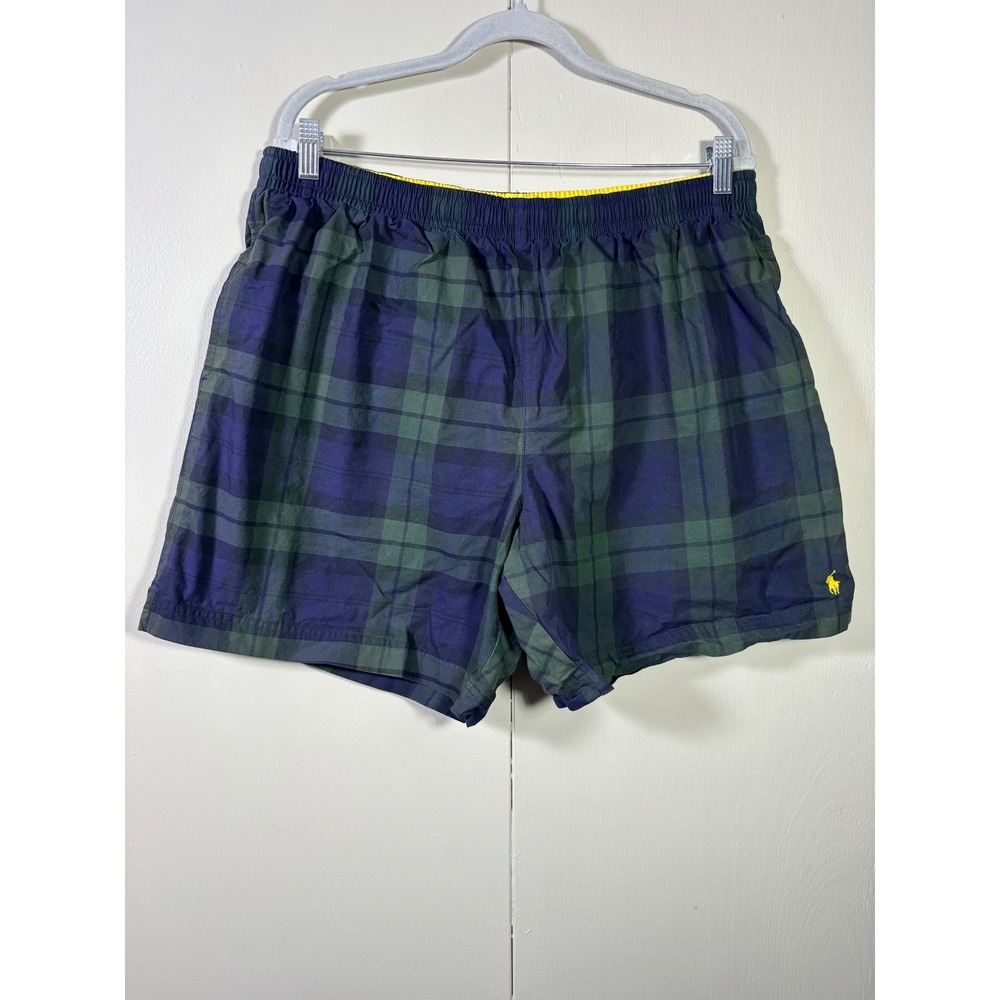 Polo Sport Ralph Lauren Mens XXL Blackwatch Plaid Swim Trunks Pony Preppt